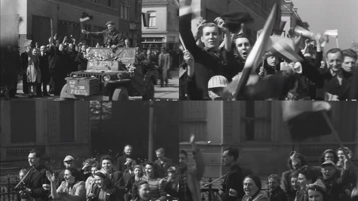 第二次世界大战结束荷兰解放街头欢庆人群