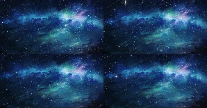 4k蓝色银河流星星空循环 星空背景 宇宙