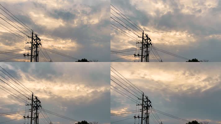 电线杆逐格 流动的云 天空的云 运动的云