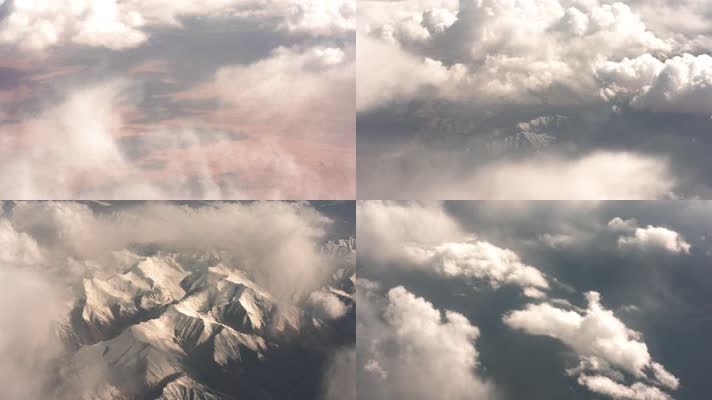 4K上空拍摄新疆群山云雾风光
