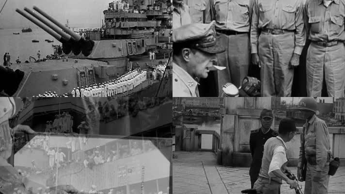日本战败无条件投降密苏里号战列舰签字仪式