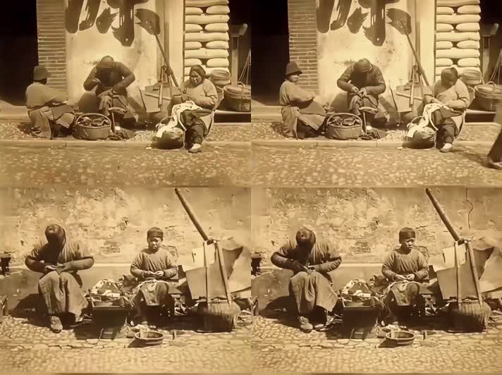 1910年前后的街头艺人，动作娴熟的辛勤