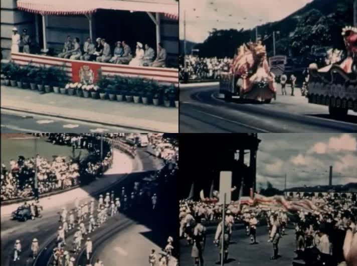 ｜老影像：50年代香港春节汇演，花车巡游
