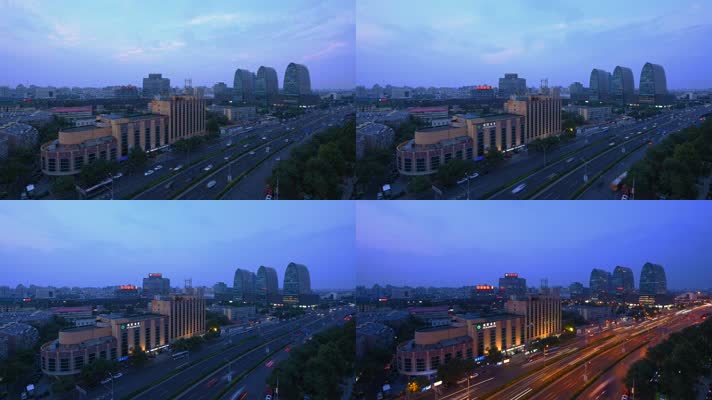 北京西直门桥夜晚延时