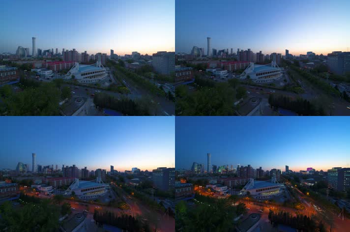 日落后夜景北京国贸延时