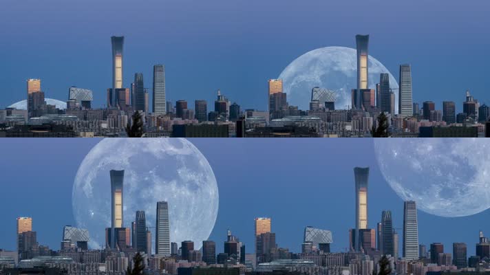 北京城市的超级满月