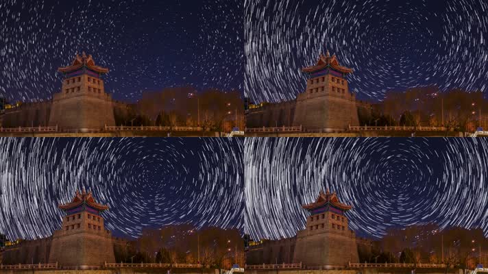 北京左安门角楼城墙环绕星轨之动态