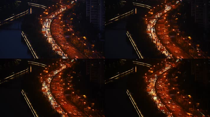 北京S型立交桥夜晚车流延时