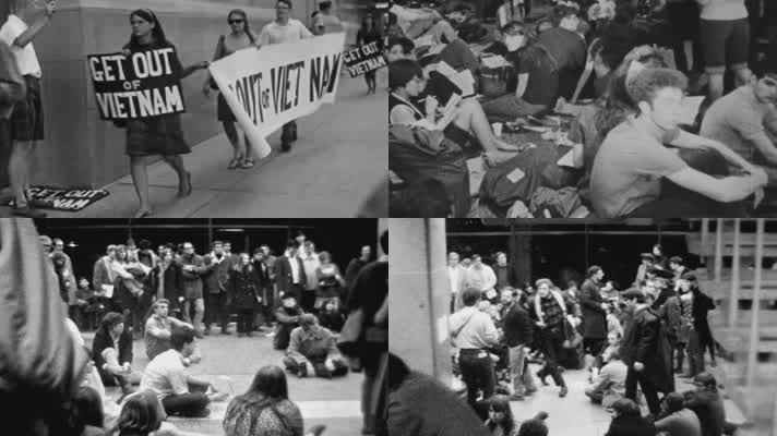 越南战争美国青年学生示威游行抗议反对战争