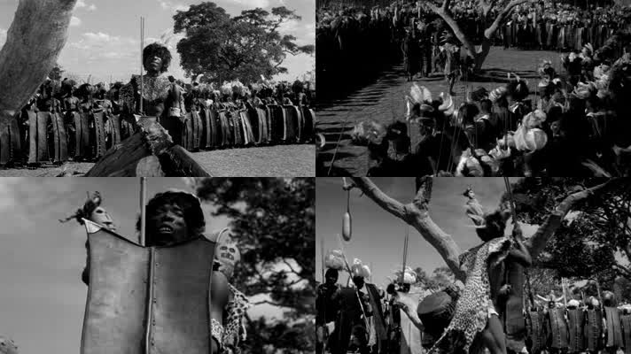 非洲原始土著部落战士狩猎面具舞蹈战舞