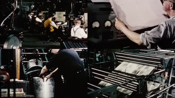 老式早期机械排版印刷厂印刷机报纸杂志图书