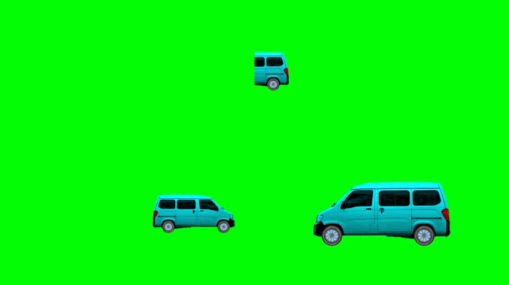 绿幕抠像面包车行走，绿屏五菱之光汽车