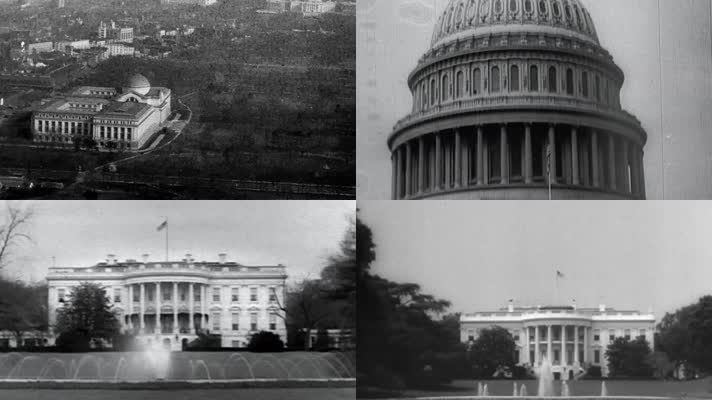 30年代美国华盛顿白宫国会大厦建筑风景