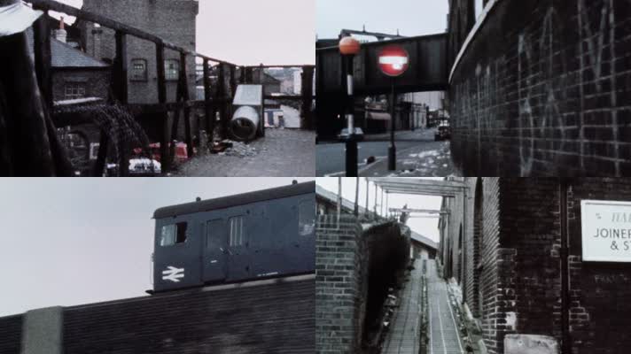 60年代英国破旧老城区危楼改造街景