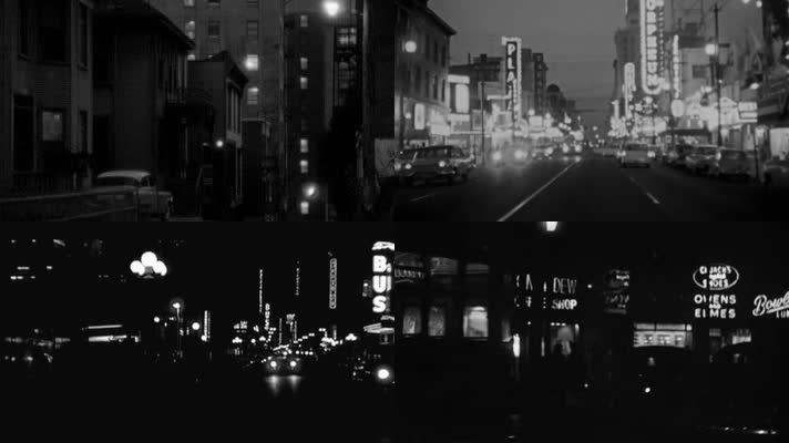 洛杉矶城市街道路灯户外霓虹灯广告