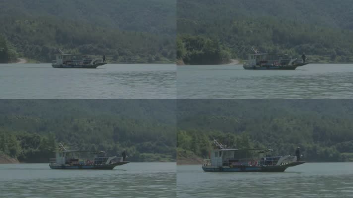 (4K) 浙江温州泰顺县船只在水面上航行