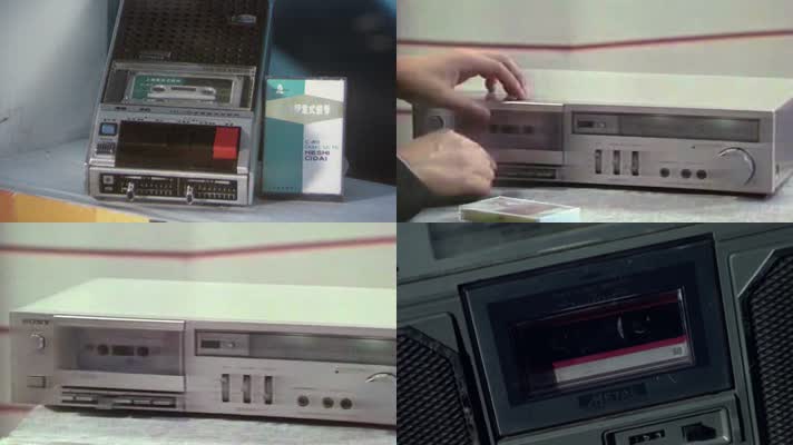 老式早期播放音频盒式磁带转动匣式卡式