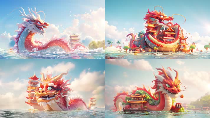 中国传统节日赛龙舟动画