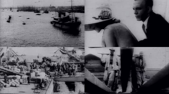 30年代上海长江码头港口繁忙航运进出口贸易
