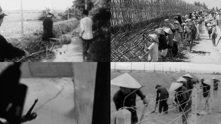 60年代东南亚缅甸泰国禁毒政府军修建铁丝网