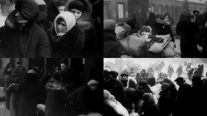 二战苏联列宁格勒斯大林格勒寒冷逃难火车站