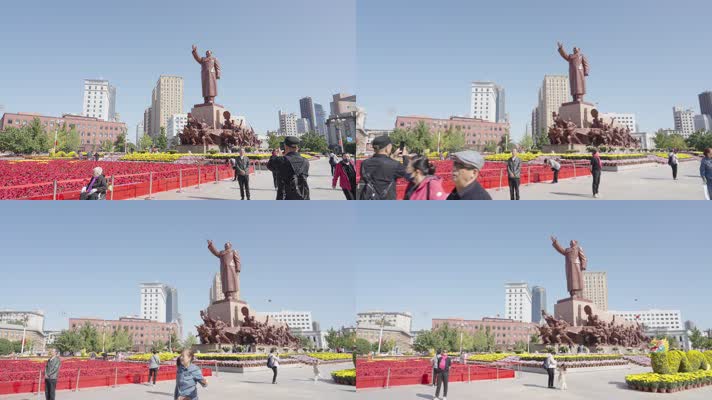 国庆节中山广场装饰和游客