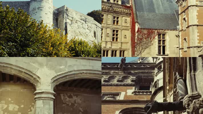 50年代欧洲法国城堡古堡遗址古建筑