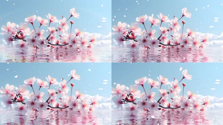 樱花唯美风景蓝天花树枝4K视频素材