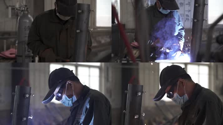 制造企业 焊接电焊工人作业 工厂焊接