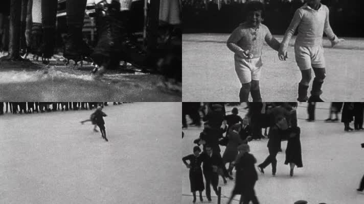 30年代青少年体育课滑冰锻炼身体素质