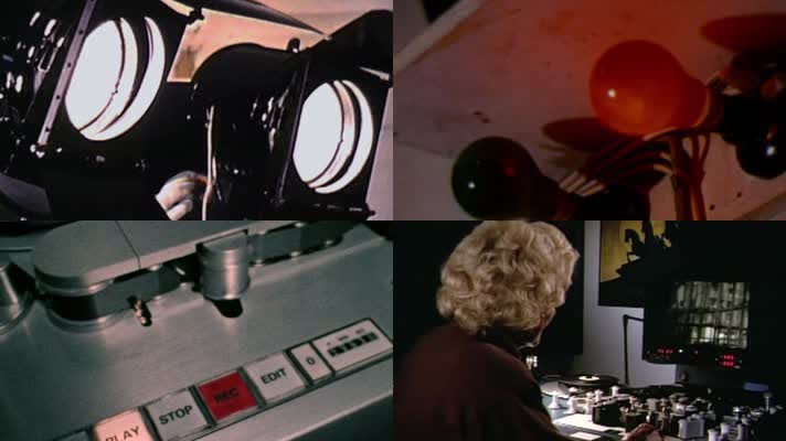 60年代摄影棚录制电影剪辑制作器材灯光发展