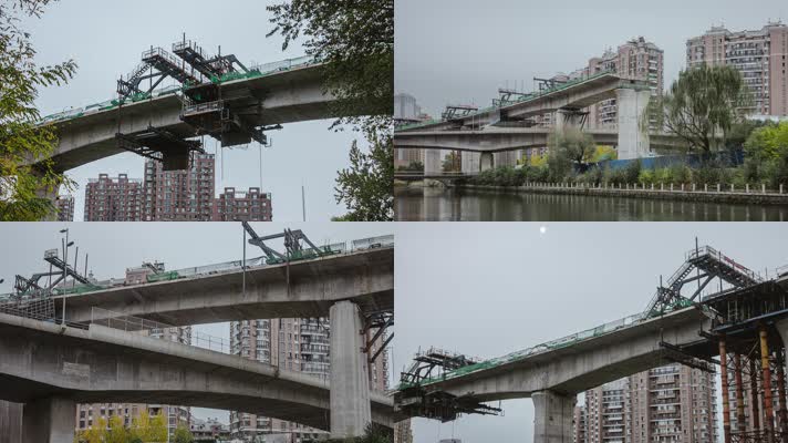 桥梁高架桥高铁建设城市高楼