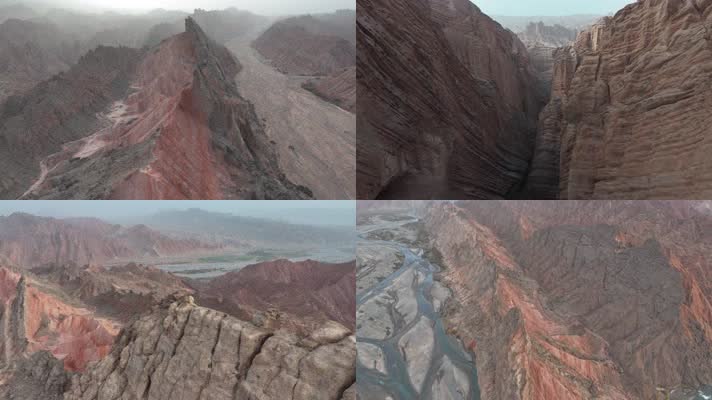 新疆库车大峡谷国家地质公园丹霞地貌航拍