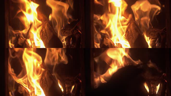 燃烧的木柴木炭火焰篝火升格