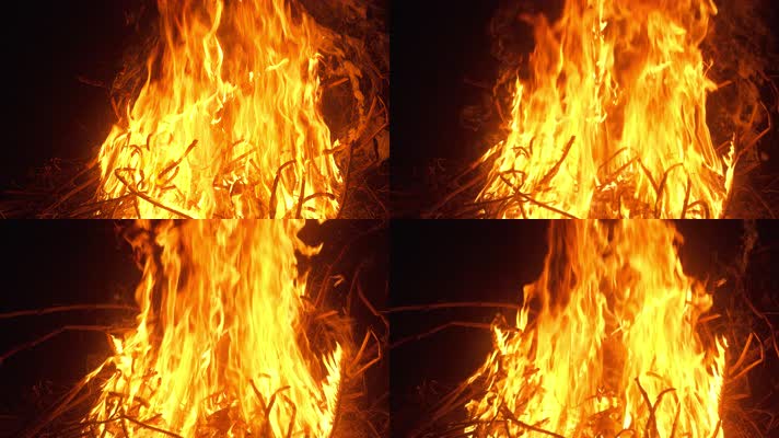 燃烧的篝火柴火木炭秸秆禁烧