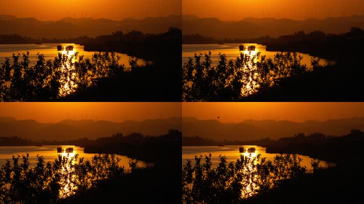 长江黄河太阳日落夕阳黄昏