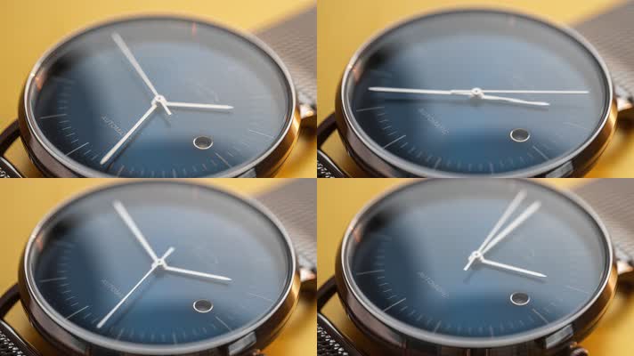 宝蓝色金属自动机械手表指针