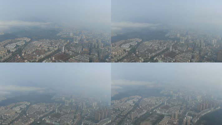 航拍迷雾中的城区