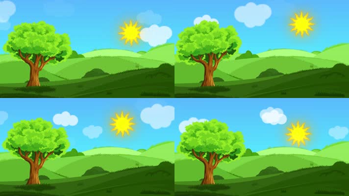 动画二维MG动画小树随风摆动太阳