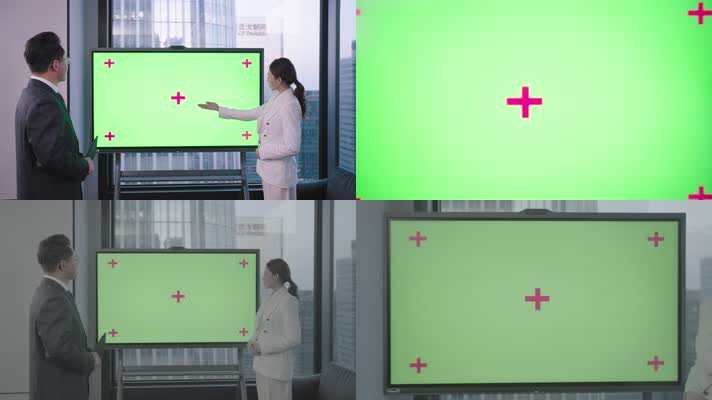 4k实拍商务介绍大屏绿幕推镜头转场