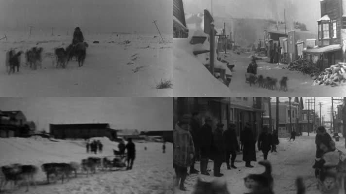 1925年阿拉斯加雪橇犬狗拉雪橇邮递员送信