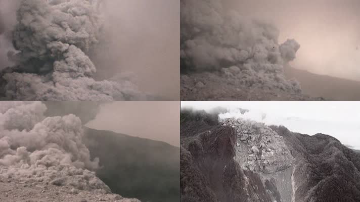 70年代自然灾害活火山岩浆喷射山体塌方