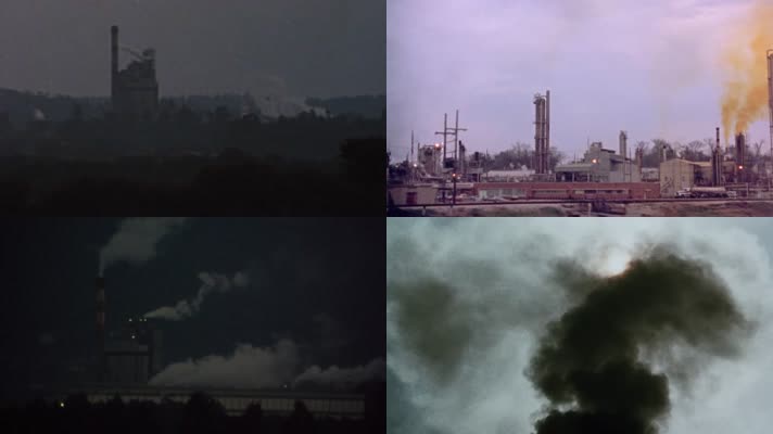 70年代工业工厂烟筒废气排放污染
