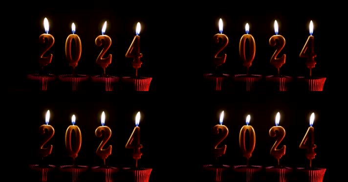 2024年新年蜡烛数字背景装饰