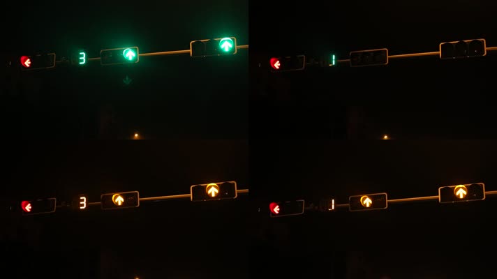 夜晚路口的红绿灯