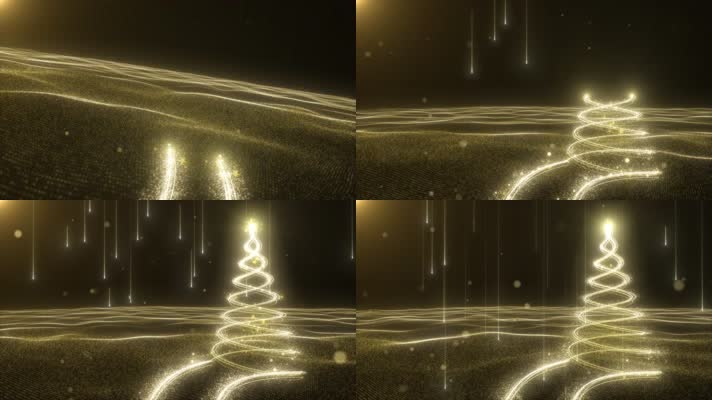 金色粒子圣诞树视频AE工程