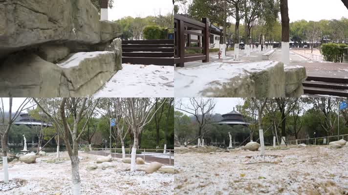 龙泉公园草坪雪景