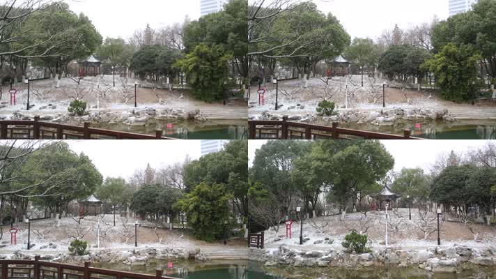 龙泉公园桃花岛雪景