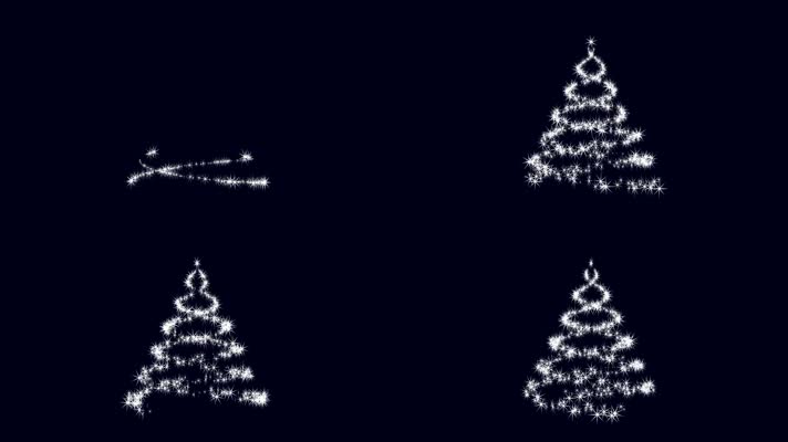 银色粒子形成的圣诞树螺旋上升