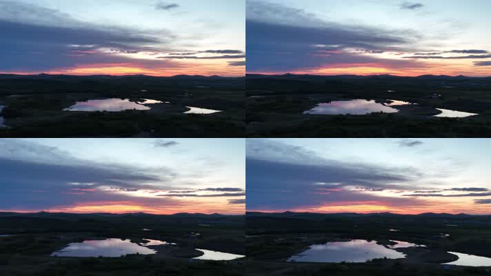 海拉尔河湿地晚霞风光 (2)草原的落日